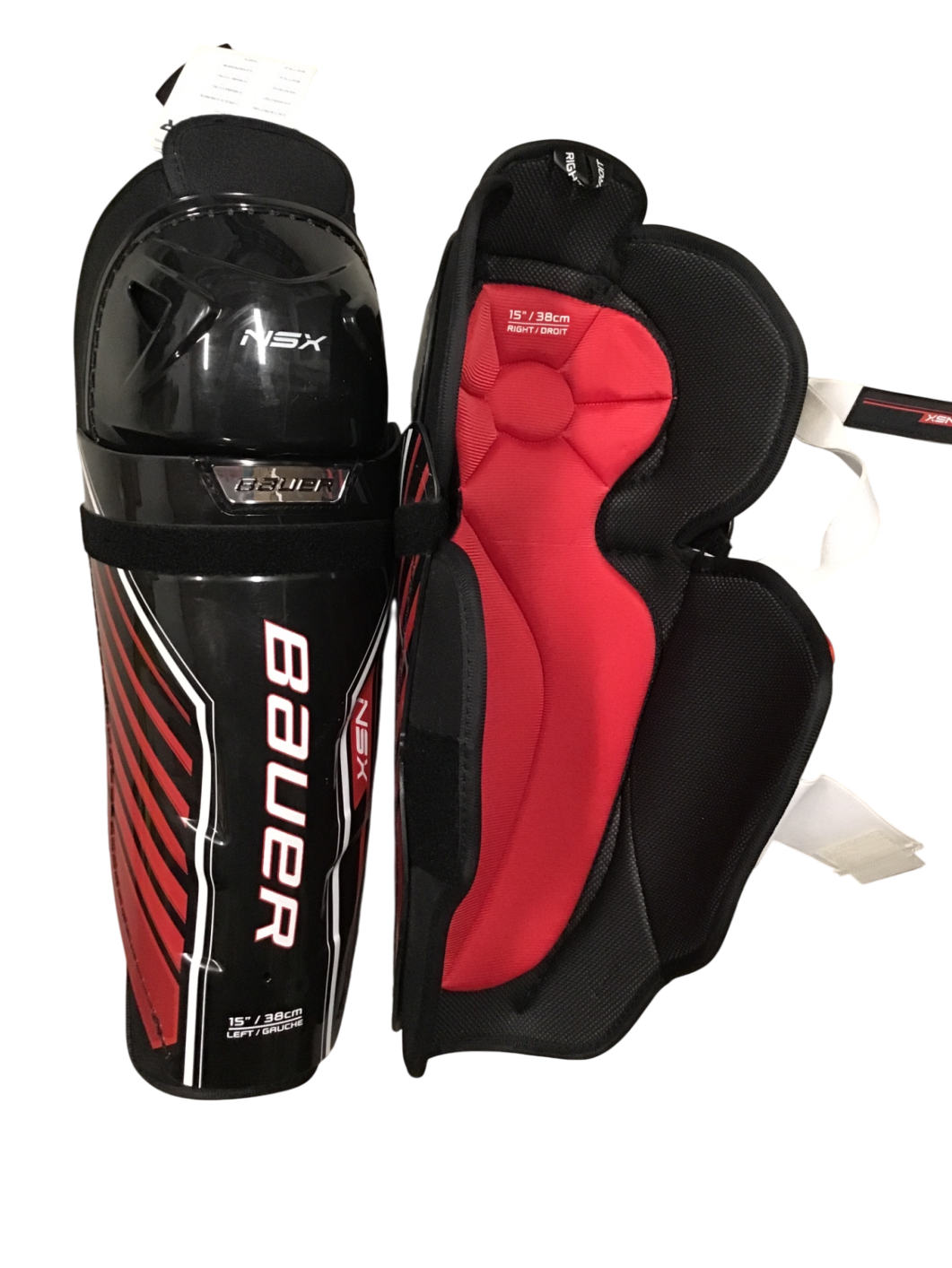 Bauer NSX Benskydd 38 cm Black and red