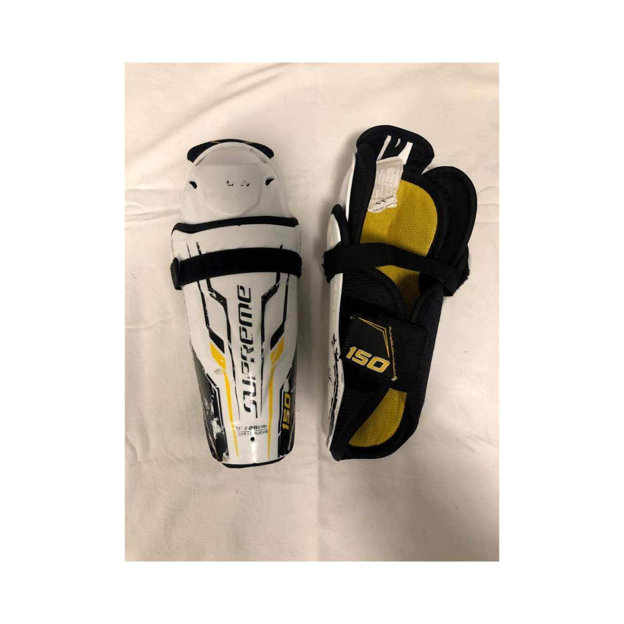Bauer Supreme 150 Benskydd 28 cm Vit gul